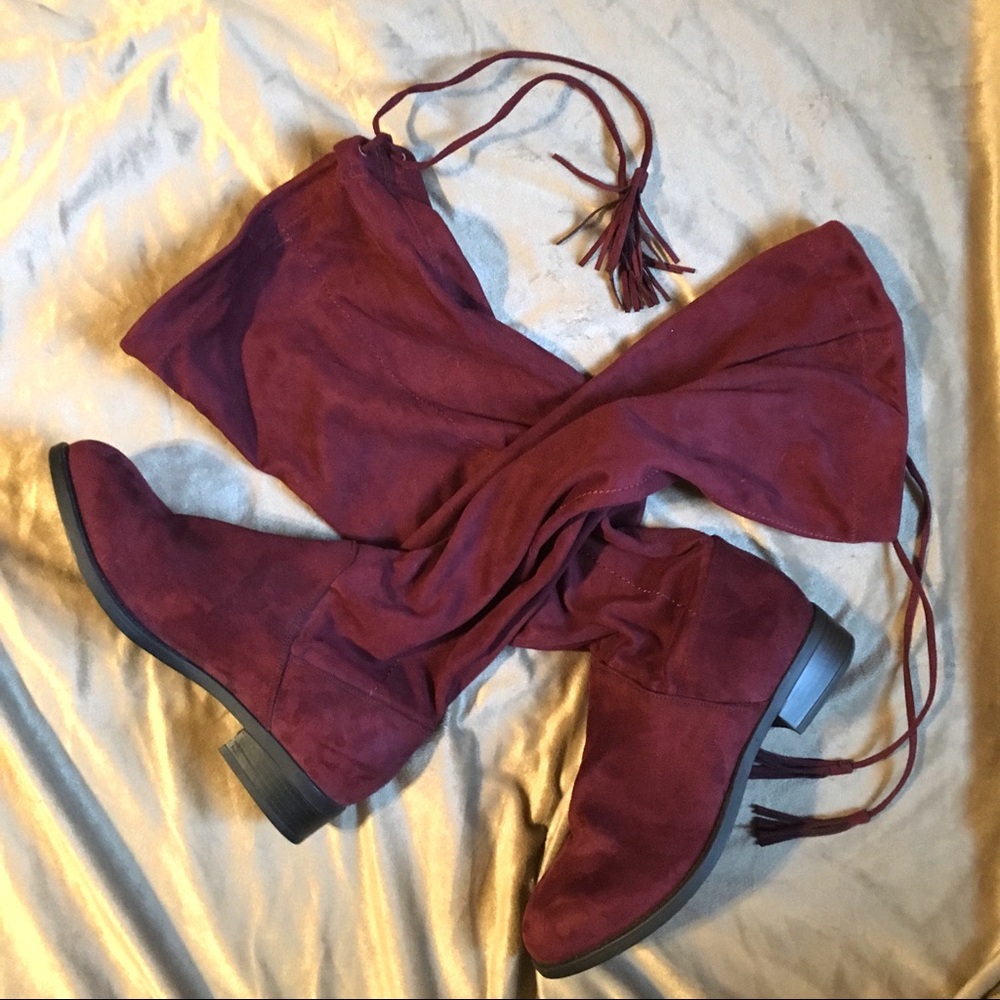 Torrid Faux Suede Tie Back Boots Sz 11W
